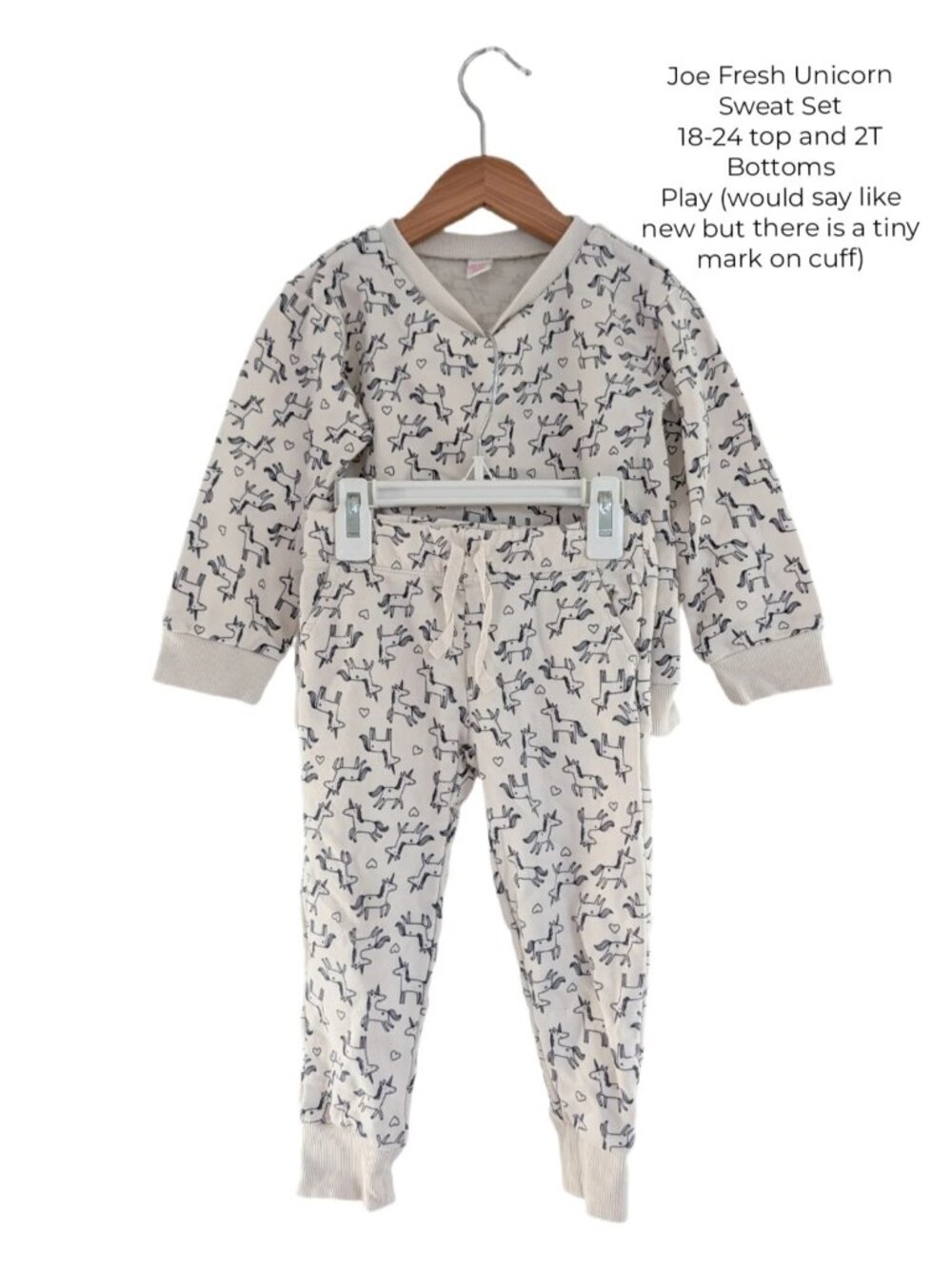 Joe Fresh Unicorn Sweat Set 18-24M Baby Clothing Small Shop